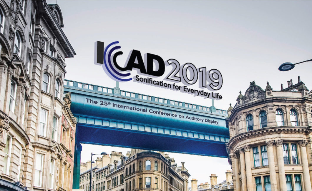 ICAD 2019 logo over image of buildings in Newcastle.